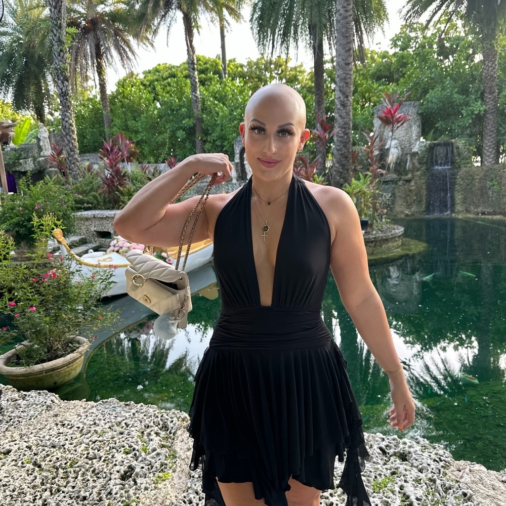 Elegant Black Halter Swim Dress